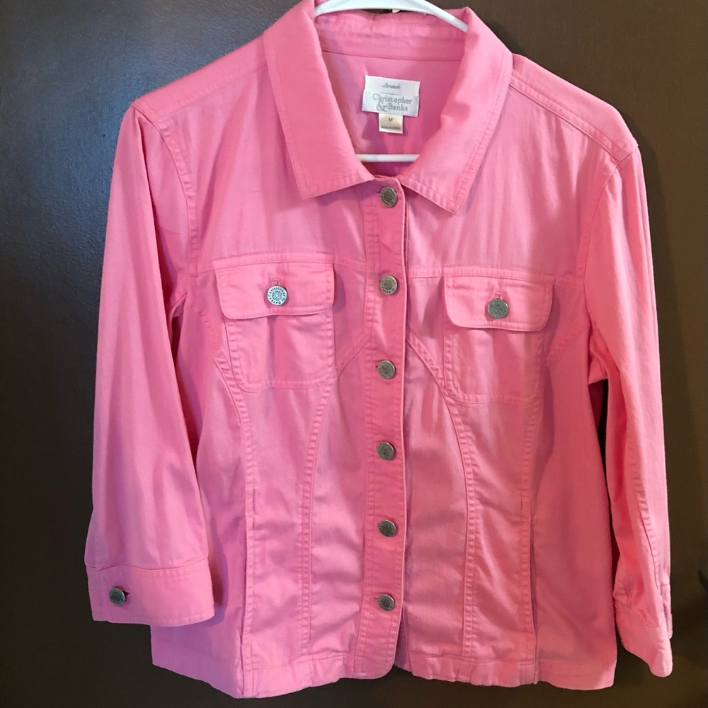 Christopher & Banks Pink Denim Jacket Size Medium